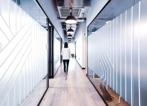 Bright hallway in an office